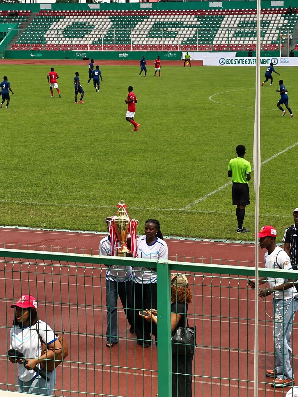 Match action at the Samuel Ogbemudia Stadium