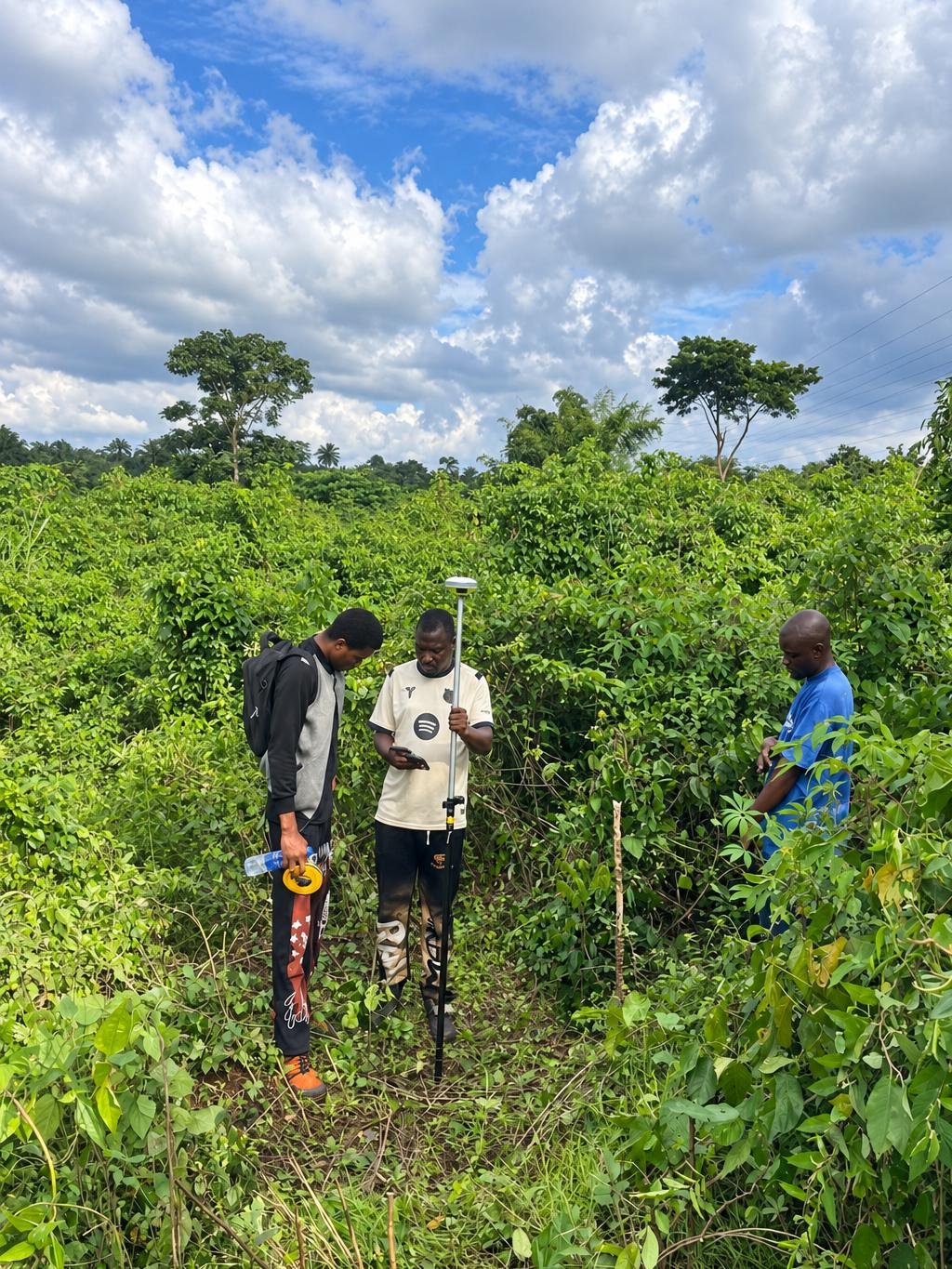 QSL surveyors pegging the equipment yard